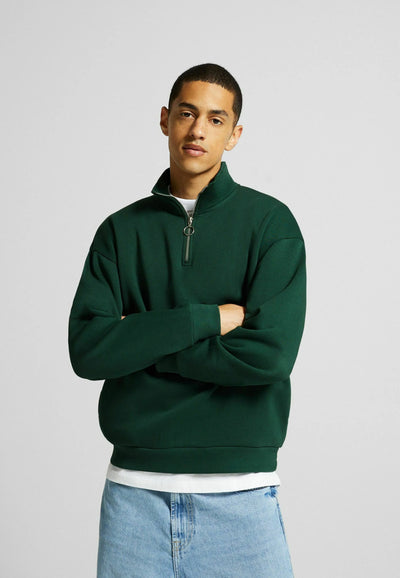 Bershka HIGH NECK - Sweater - dark green