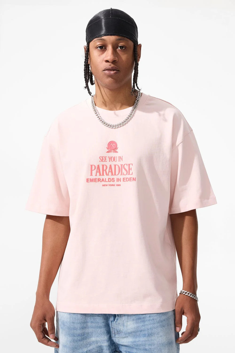 TS8LP Emeralds in Eden Boxy T-Shirt Light Pink