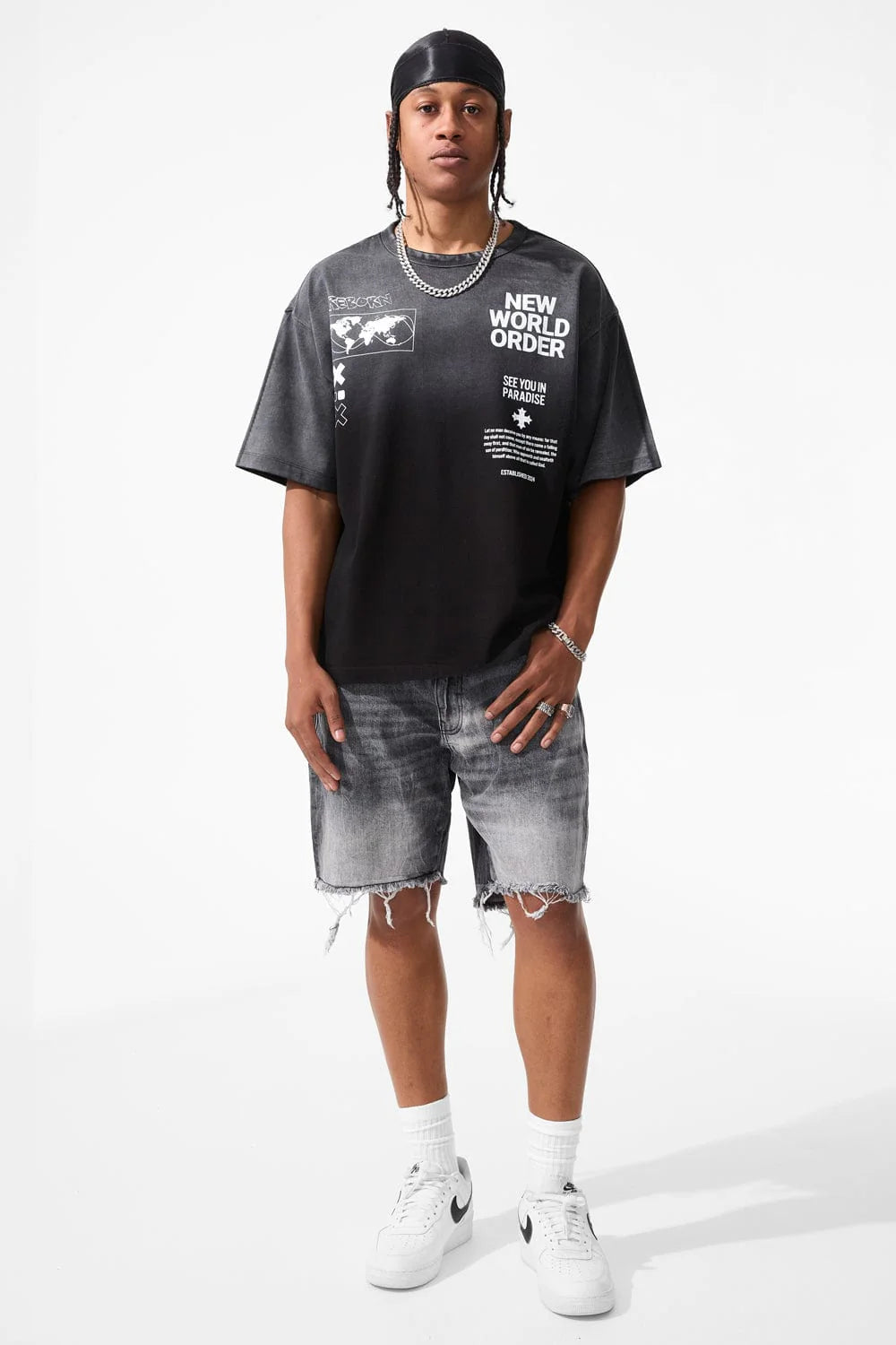 TS7B New World Order Boxy T-Shirt Black