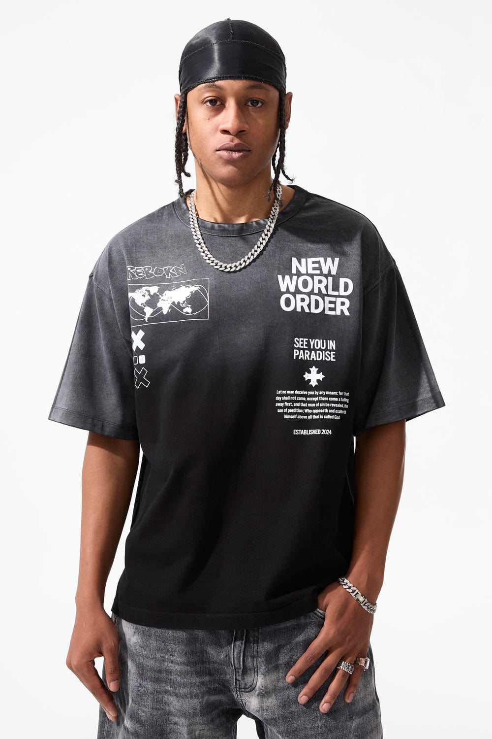 TS7B New World Order Boxy T-Shirt Black