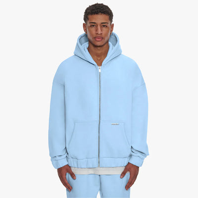 H110 SUPER HEAVY BLANK ZIP-HOODIE BABY BLUE