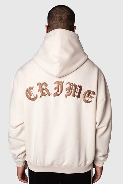 H37_HEAVY OVERSIZE CRIME HOODIE COCONUT MILK