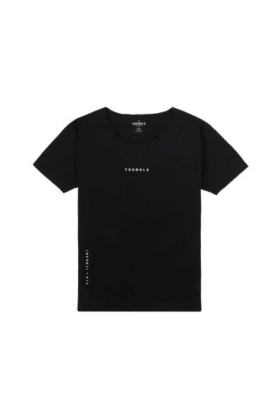 YoungLA 447 Wide Neck Black Raw Cut Tee