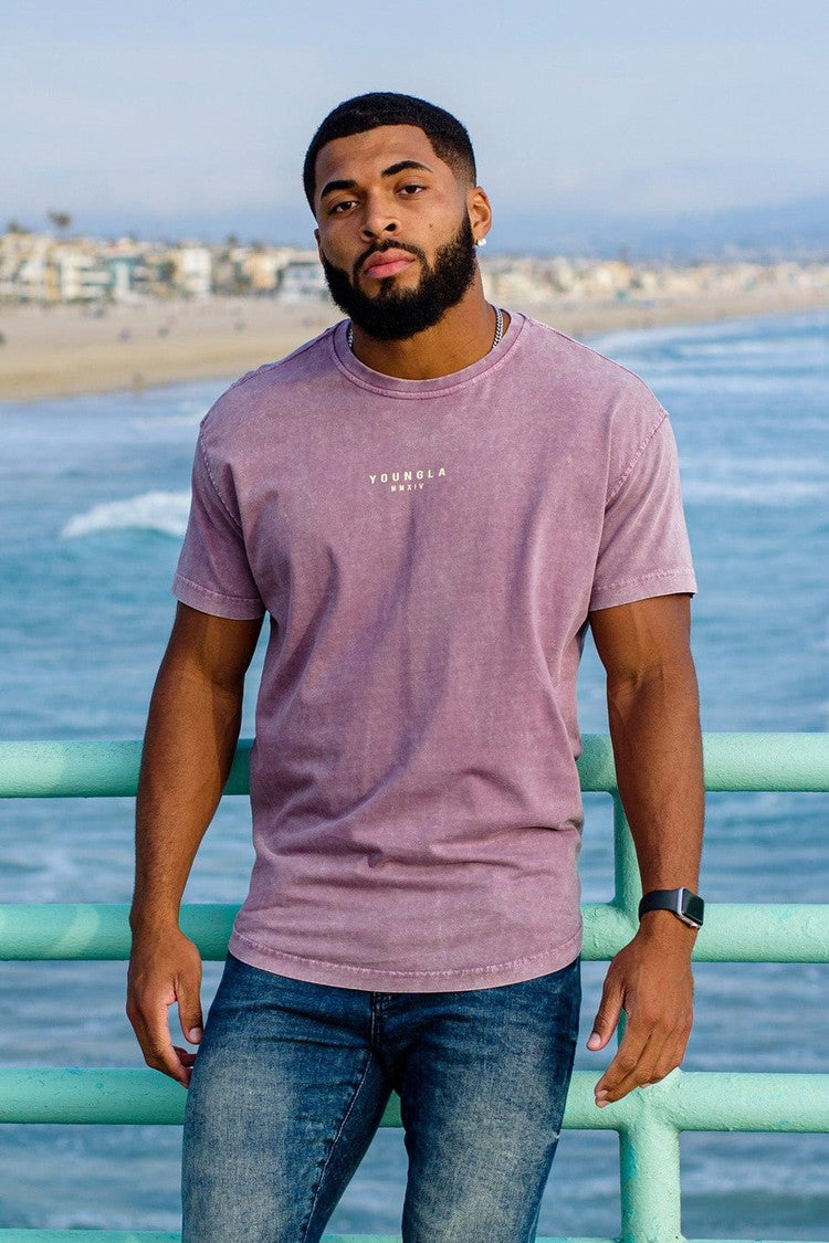 Pink-Acid Wash YoungLA Tee Wavy