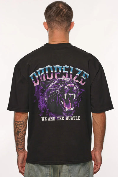 T64_HEAVY OVERSIZE HUSTLE T-SHIRT BLACK
