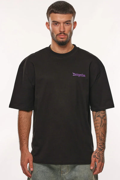 T64_HEAVY OVERSIZE HUSTLE T-SHIRT BLACK