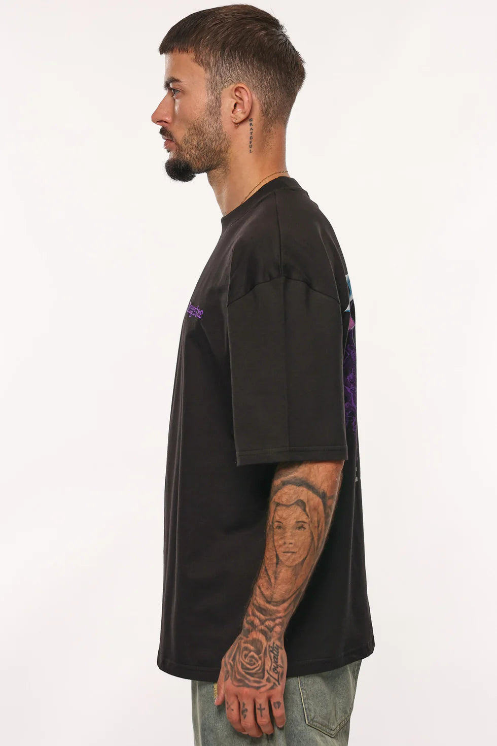 T64_HEAVY OVERSIZE HUSTLE T-SHIRT BLACK