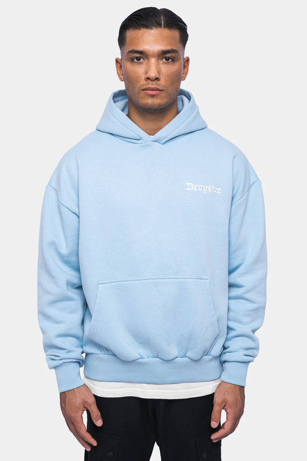 H52 HEAVY OVERSIZE EMBO HOODIE BABYBLUE