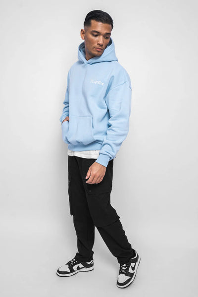 H52 HEAVY OVERSIZE EMBO HOODIE BABYBLUE