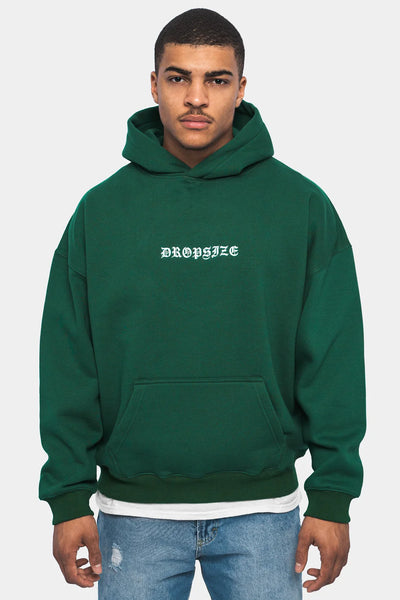 H33_HEAVY OVERSIZE CRIME HOODIE GREEN
