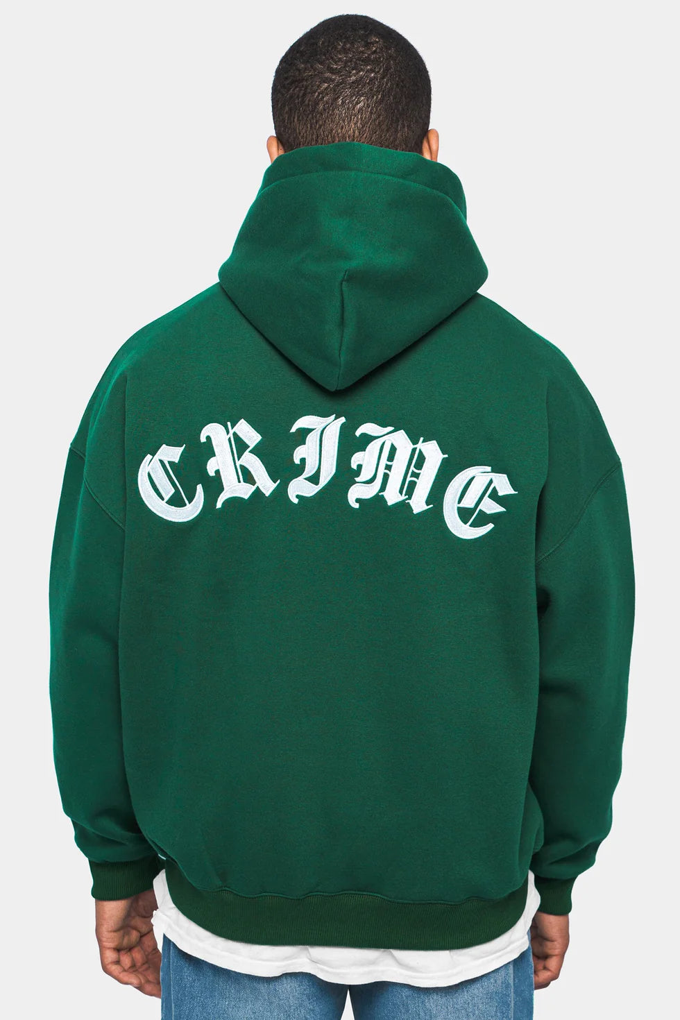 H33_HEAVY OVERSIZE CRIME HOODIE GREEN