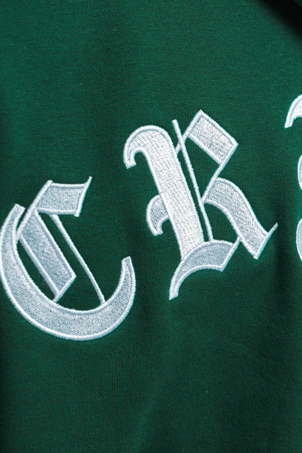 H33_HEAVY OVERSIZE CRIME HOODIE GREEN