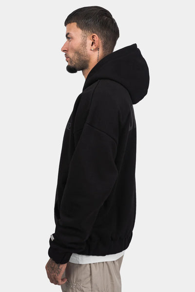 SUPER HEAVY OVERSIZE HD PRINT ZIP HOODIE BLACK