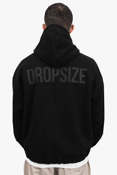 SUPER HEAVY OVERSIZE HD PRINT ZIP HOODIE BLACK