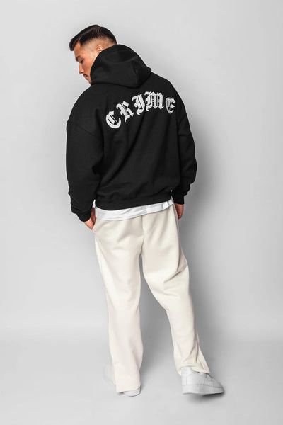 H10_HEAVY OVERSIZE CRIME HOODIE BLACK