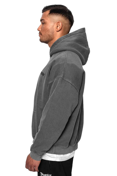 HEAVY OVERSIZE WASHED GRAY EMBO HOODIE