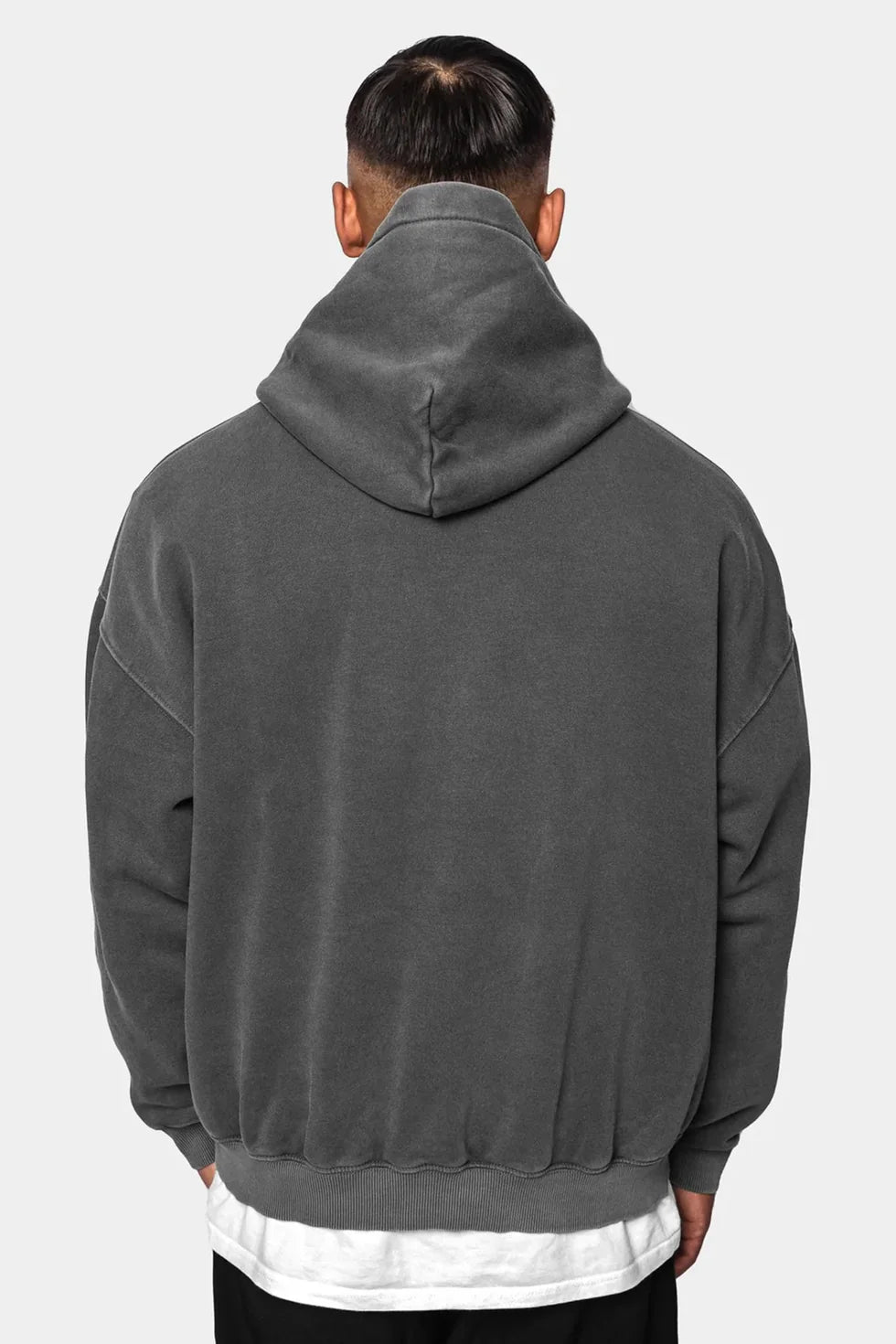 HEAVY OVERSIZE WASHED GRAY EMBO HOODIE