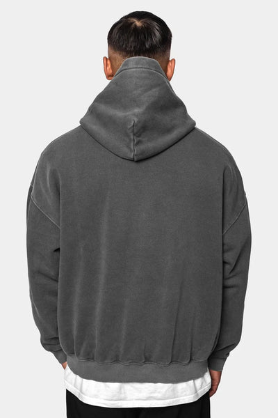 HEAVY OVERSIZE WASHED GRAY EMBO HOODIE