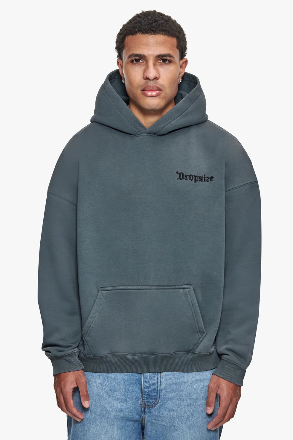H22_HEAVY OVERSIZE STONE GREY EMBO HOODIE