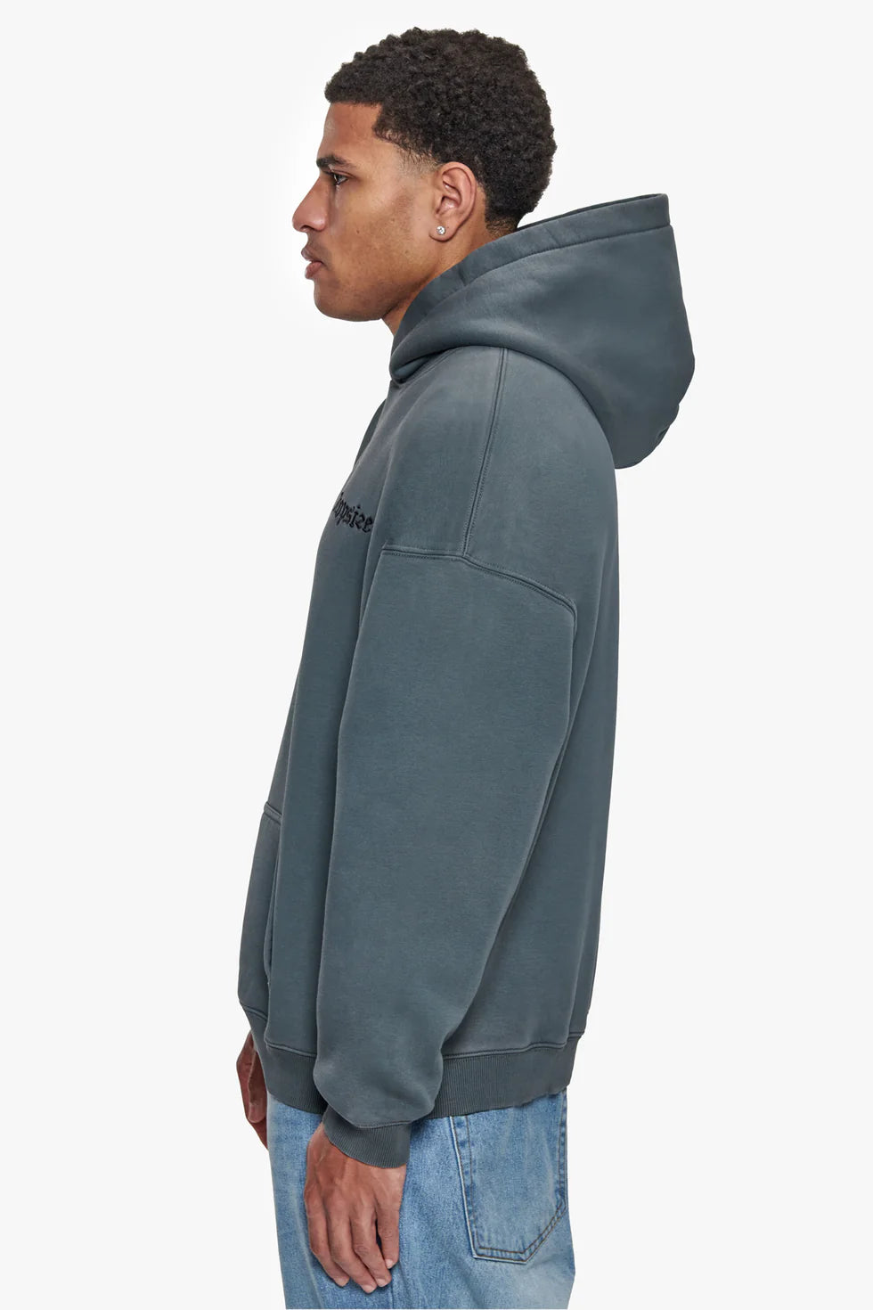 H22_HEAVY OVERSIZE STONE GREY EMBO HOODIE