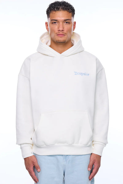 H63 HEAVY OVERSIZE CREW LOVE HOODIE CREAM WHITE