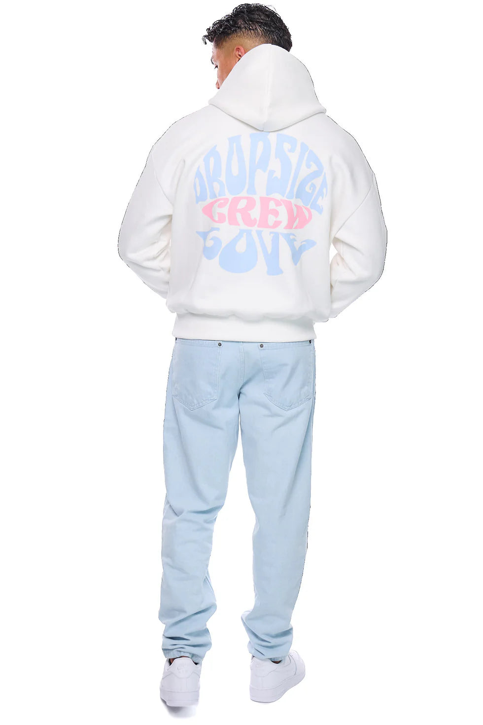 H63 HEAVY OVERSIZE CREW LOVE HOODIE CREAM WHITE