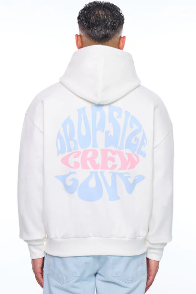 H63 HEAVY OVERSIZE CREW LOVE HOODIE CREAM WHITE