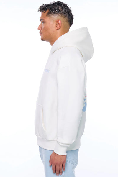 H63 HEAVY OVERSIZE CREW LOVE HOODIE CREAM WHITE