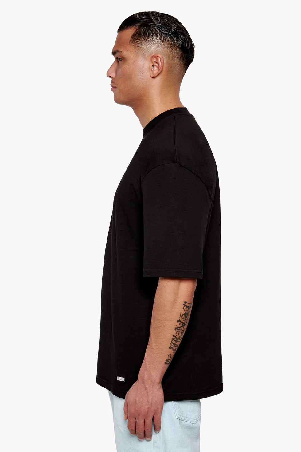 T61_HEAVY OVERSIZE METAL PATCH BASIC T-SHIRT BLACK
