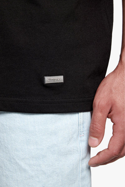 T61_HEAVY OVERSIZE METAL PATCH BASIC T-SHIRT BLACK