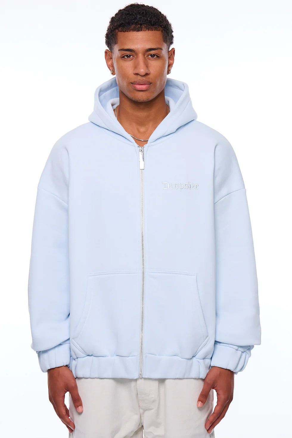 H11_HEAVY OVERSIZE EMBO ZIP HOODIE ICE MELT