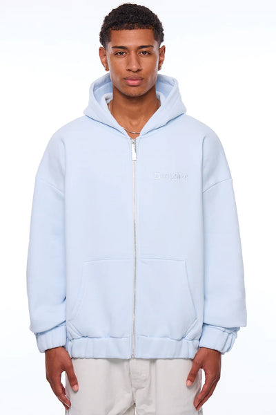 H11_HEAVY OVERSIZE EMBO ZIP HOODIE ICE MELT