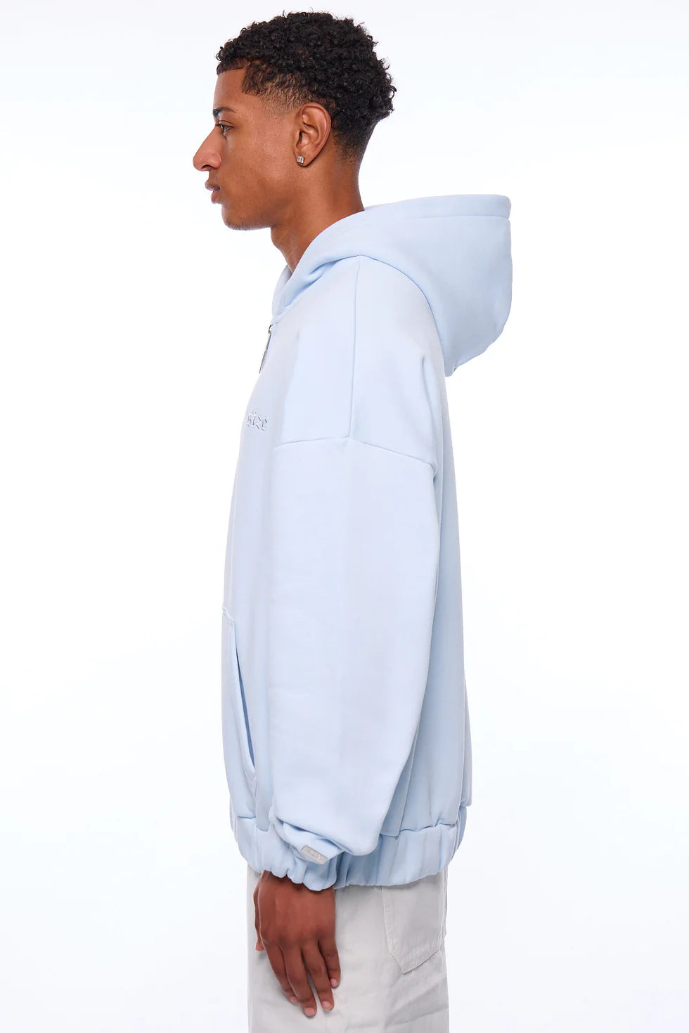 H11_HEAVY OVERSIZE EMBO ZIP HOODIE ICE MELT
