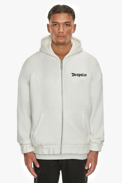 H26_SUPER HEAVY OVERSIZE BLANK ZIP HOODIE WASHED WHITE