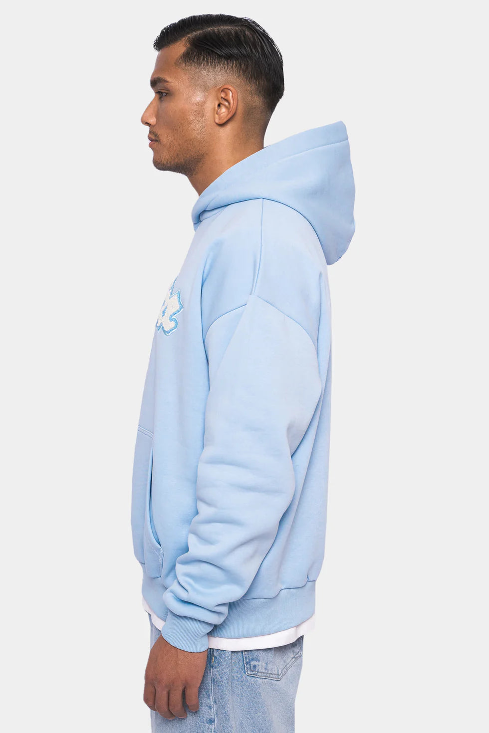 H7_HEAVY OVERSIZE TERRY EMBO HOODIE BABY BLUE