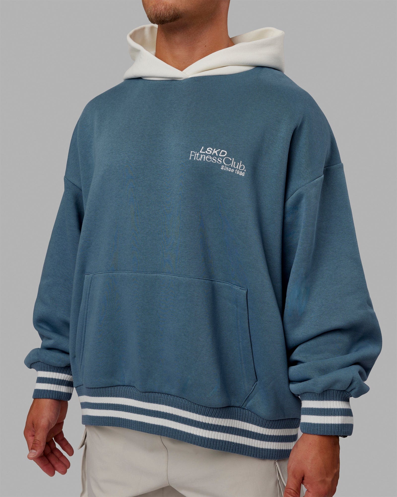 H 82 Unisex Fitness Club Hoodie Oversize – Elemental Blue-Off White
