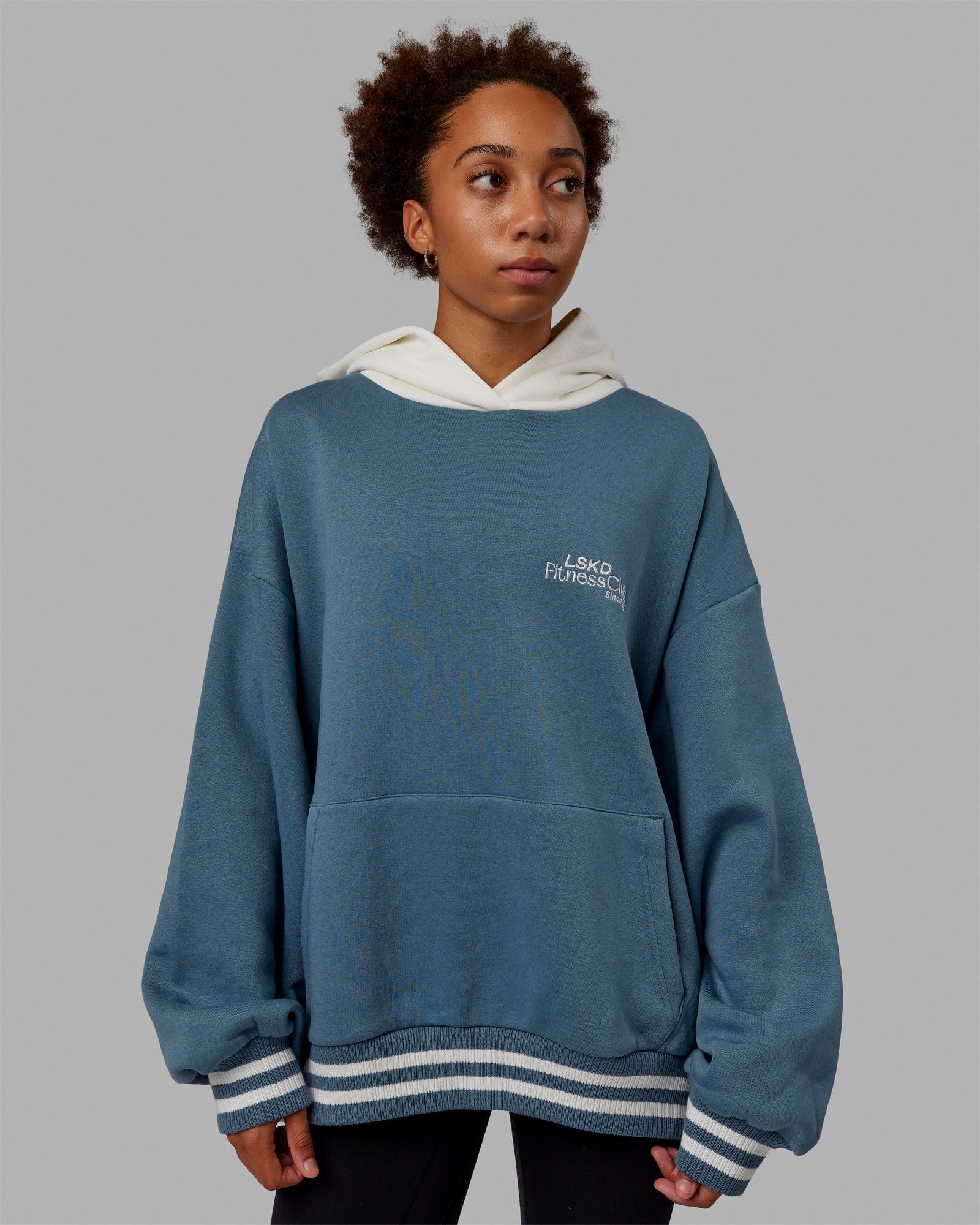 H 82 Unisex Fitness Club Hoodie Oversize – Elemental Blue-Off White