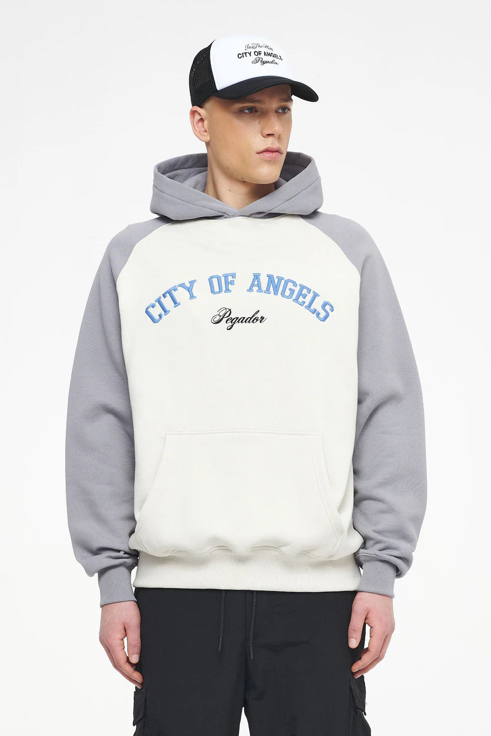 H49 Keefer Raglan Hoodie Vintage Washed Angels Cream Dusk Grey