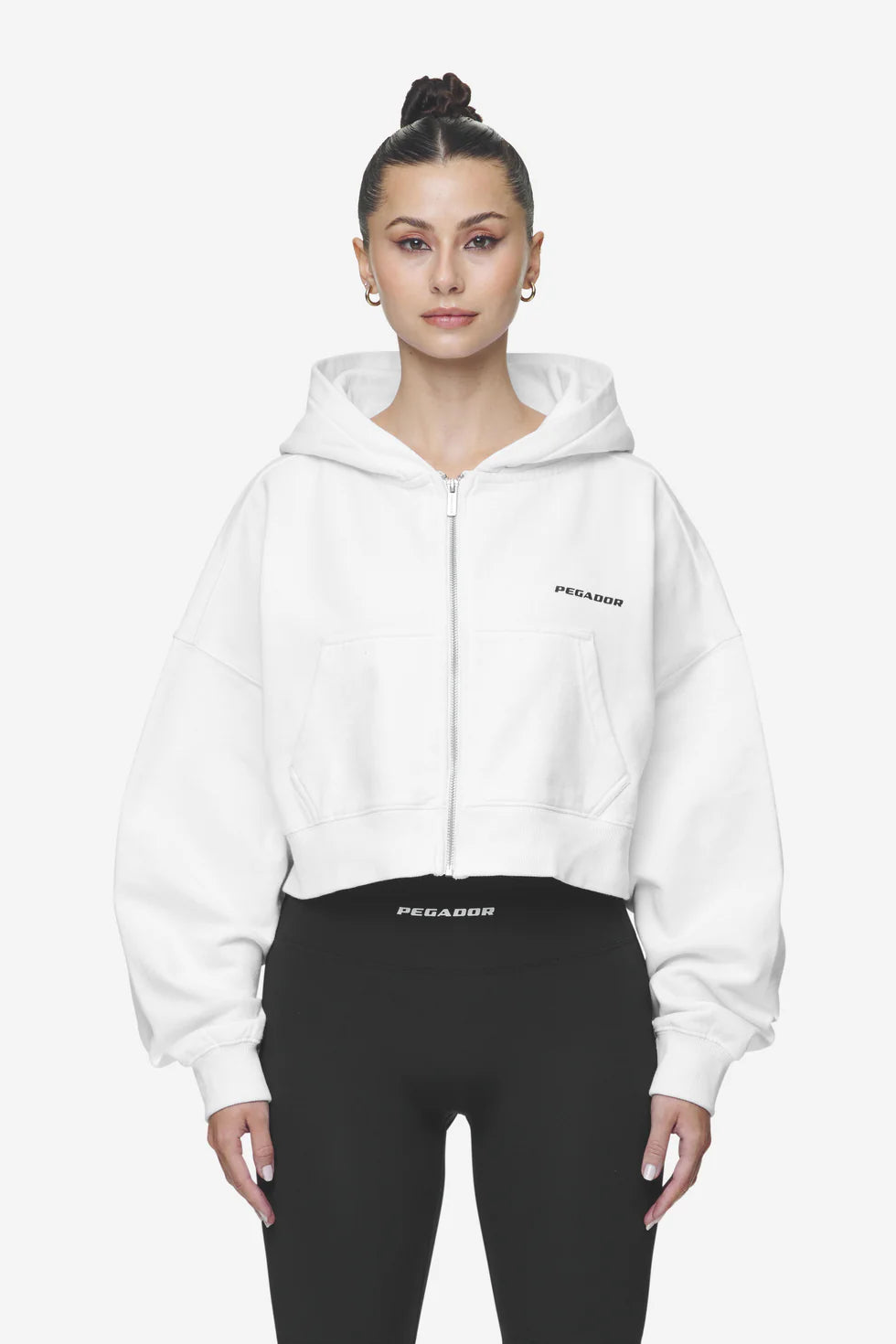 G02 Lana Logo Cropped Sweat Jacket White Black