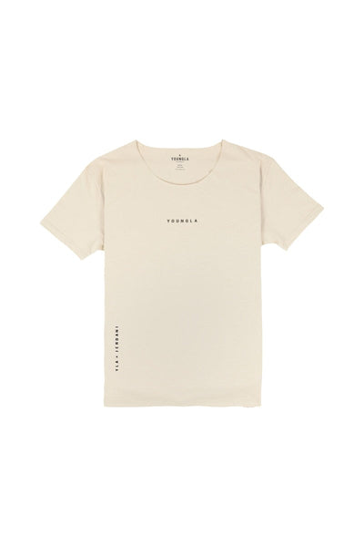 YoungLA 447 Wide Neck Tan Raw Cut Tee