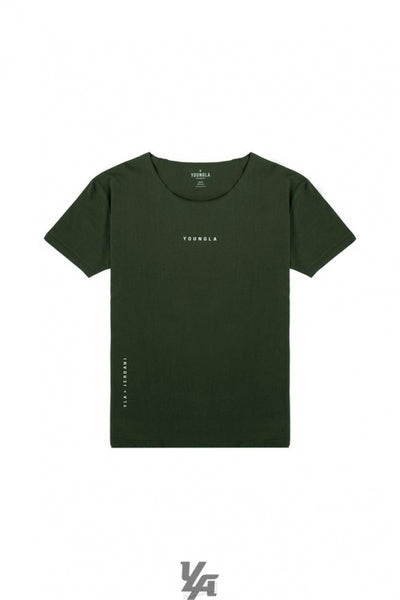 YoungLA 447 Wide neck Raw Cut Tee Forest Green