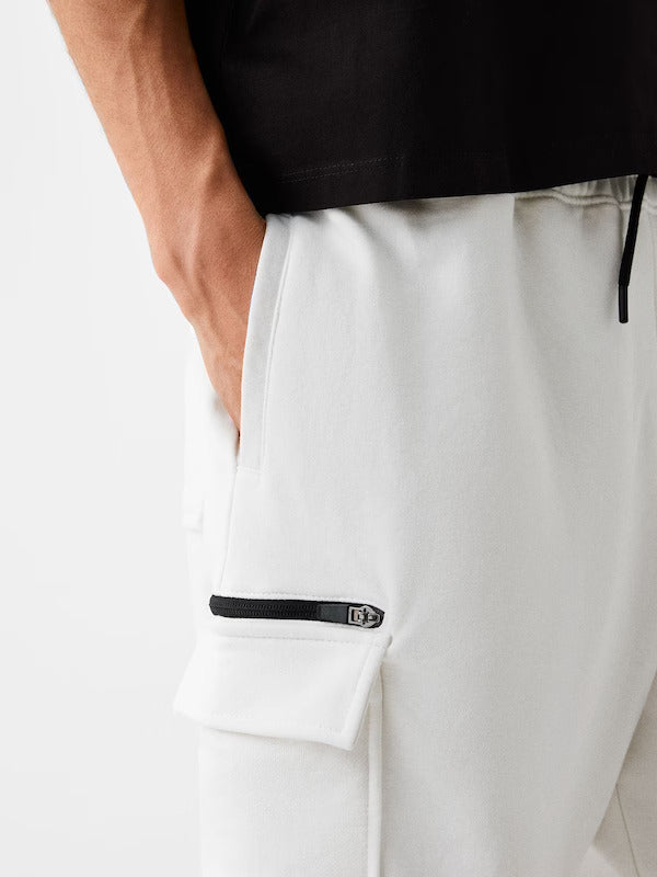 Bershka plush Cargo bermuda Shorts White
