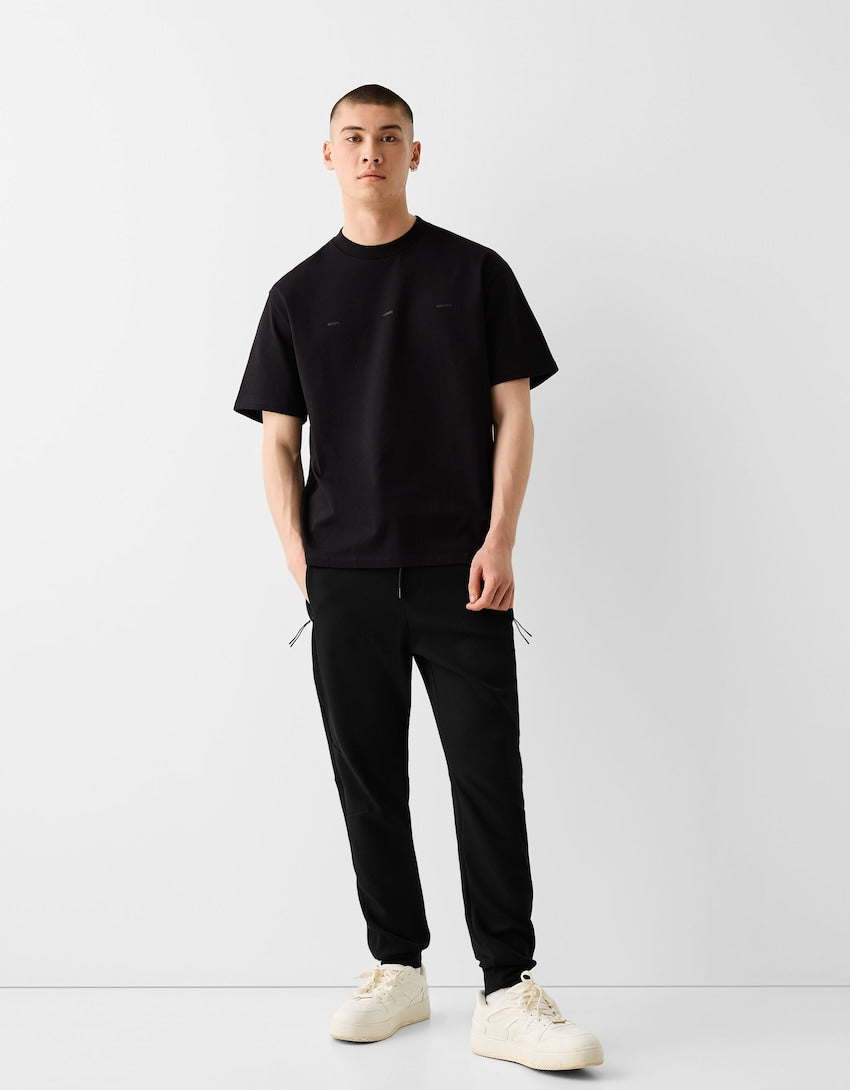 Bershka Plush jogger trousers with seams