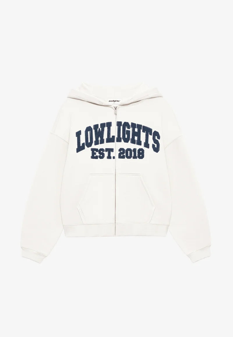 H4_COLLEGE PATCHED ZIP HOODIE - Zip-up sweatshirt - ecru