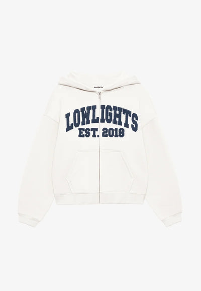H4_COLLEGE PATCHED ZIP HOODIE - Zip-up sweatshirt - ecru