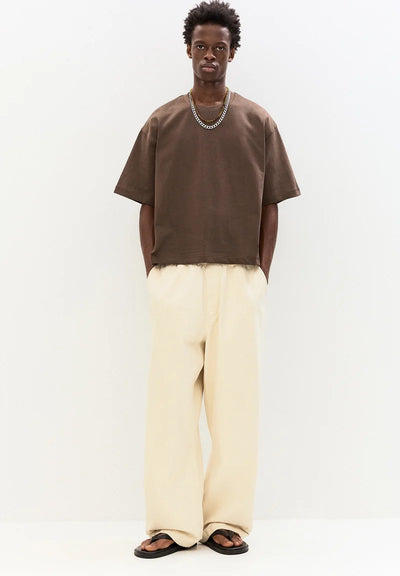 Pull & Bear CROPPED  Basic T-shirt  dark brown