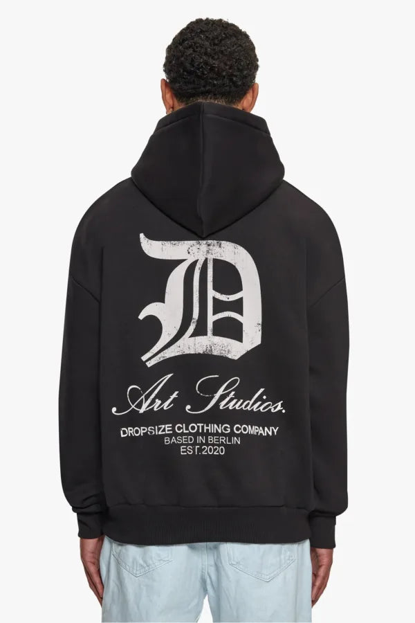 H45 Dropsize HD-333 HEAVY OVERSIZE ART STUDIOS HOODIE – BLACK