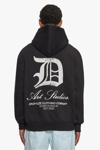 H45 Dropsize HD-333 HEAVY OVERSIZE ART STUDIOS HOODIE – BLACK
