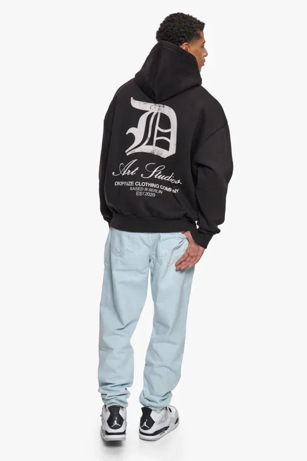 H45 Dropsize HD-333 HEAVY OVERSIZE ART STUDIOS HOODIE – BLACK