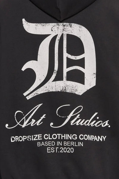 H45 Dropsize HD-333 HEAVY OVERSIZE ART STUDIOS HOODIE – BLACK